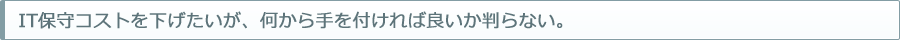 IT保守コストを下げたいが、何から手を付ければ良いか判らない。