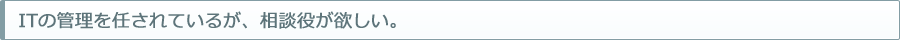 ITの管理を任されているが、相談役が欲しい。
